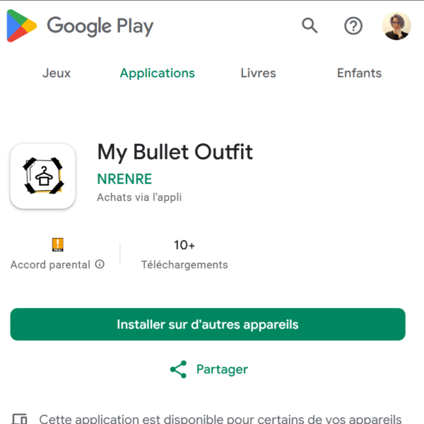 Fiche google play My Bullet Outfit